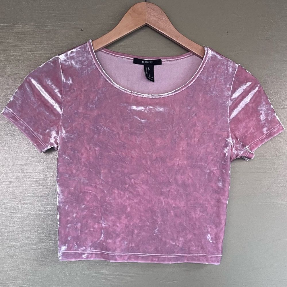 Forever 21 Pink Crushed Velvet Velour Festival Crop Top Small
